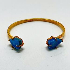 Gold-Tone Cuff Bracelet with Blue Stone Accents